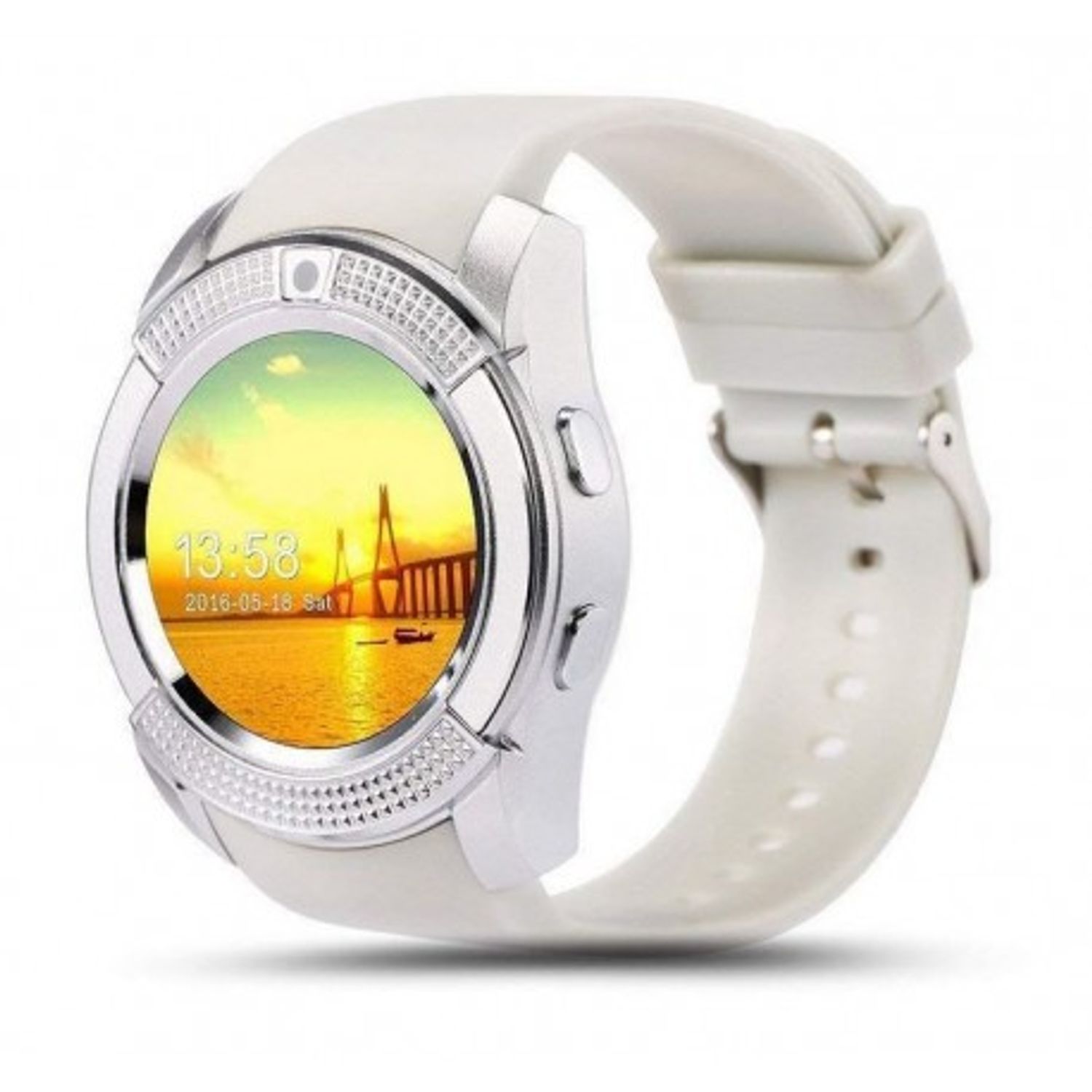 Ceas Smartwatch Techstar® V8, Handsfree, Bluetooth 3.0, SIM, Compatibil Android & iOS, Camera 1.3MP, Alb fotografia produsului View 9 L