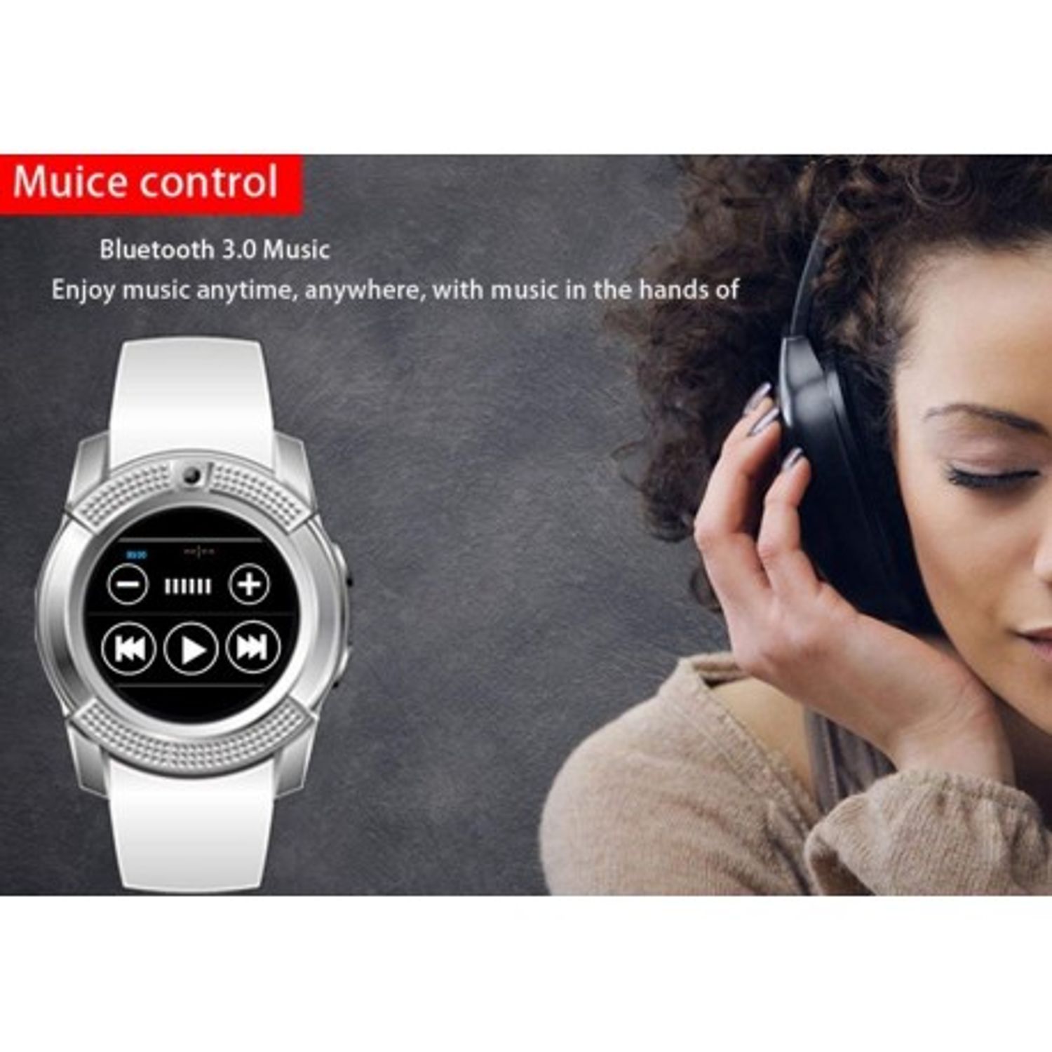 Ceas Smartwatch Techstar® V8, Handsfree, Bluetooth 3.0, SIM, Compatibil Android & iOS, Camera 1.3MP, Alb fotografia produsului View 6 L