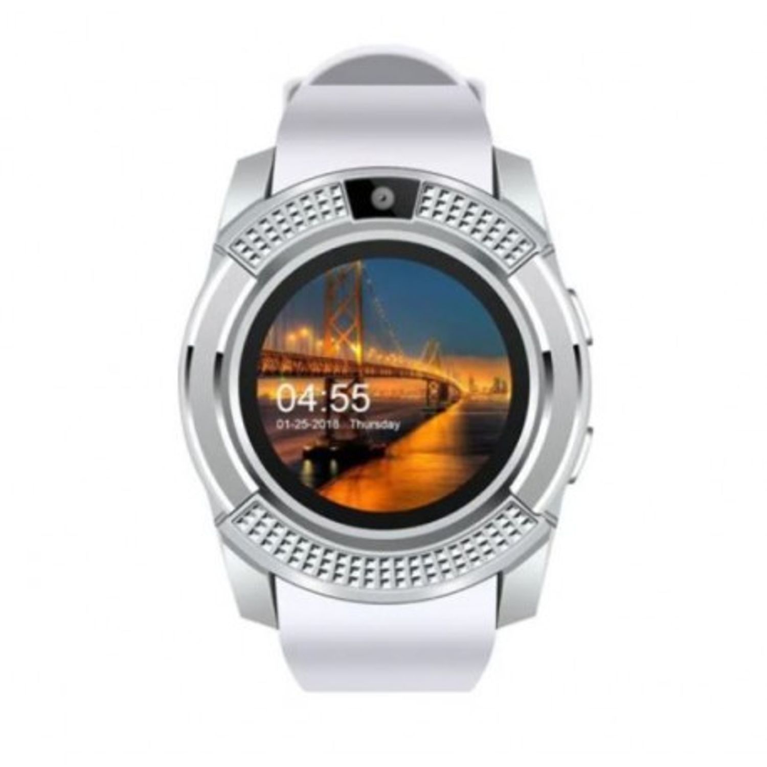 Ceas Smartwatch Techstar® V8, Handsfree, Bluetooth 3.0, SIM, Compatibil Android & iOS, Camera 1.3MP, Alb fotografia produsului View 3 L