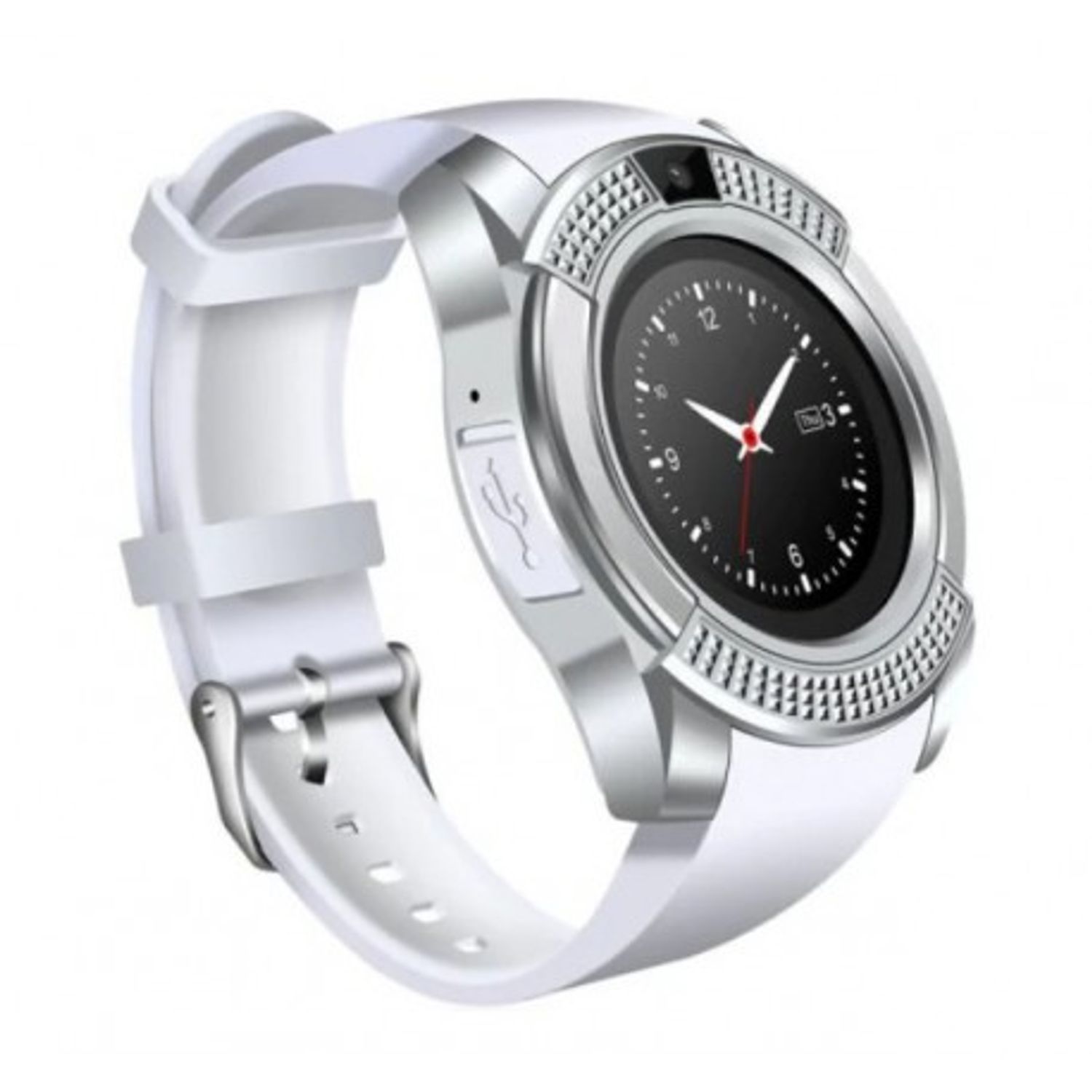 Ceas Smartwatch Techstar® V8, Handsfree, Bluetooth 3.0, SIM, Compatibil Android & iOS, Camera 1.3MP, Alb fotografia produsului View 4 L