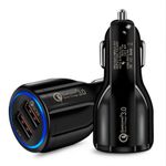 Incarcator Auto Dual 2 USB Techstar&reg; Qualcomm Quick Charge 3.0 Adaptor 9V 2A Bricheta Negru fotografia produsului View 3 S