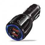 Incarcator Auto Dual 2 USB Techstar&reg; Qualcomm Quick Charge 3.0 Adaptor 9V 2A Bricheta Negru fotografia produsului