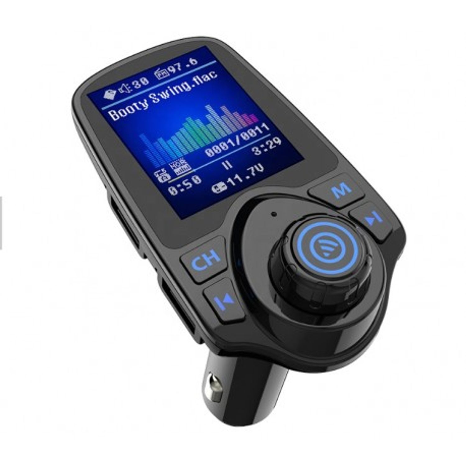 Modulator Auto Transmitator FM Techstar&reg; T11D Pro Bluetooth 4.0 AUX USB Display Color 1.8" MP3 Player Android iOS fotografia produsului View 5 L