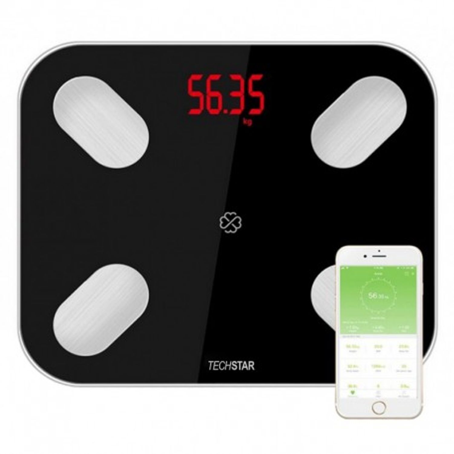Cantar Electronic Smart Techstar&reg;, Negru, Display Digital, Wireless, Bluetooth, Greutate 180kg Max, Compatibil Android fotografia produsului