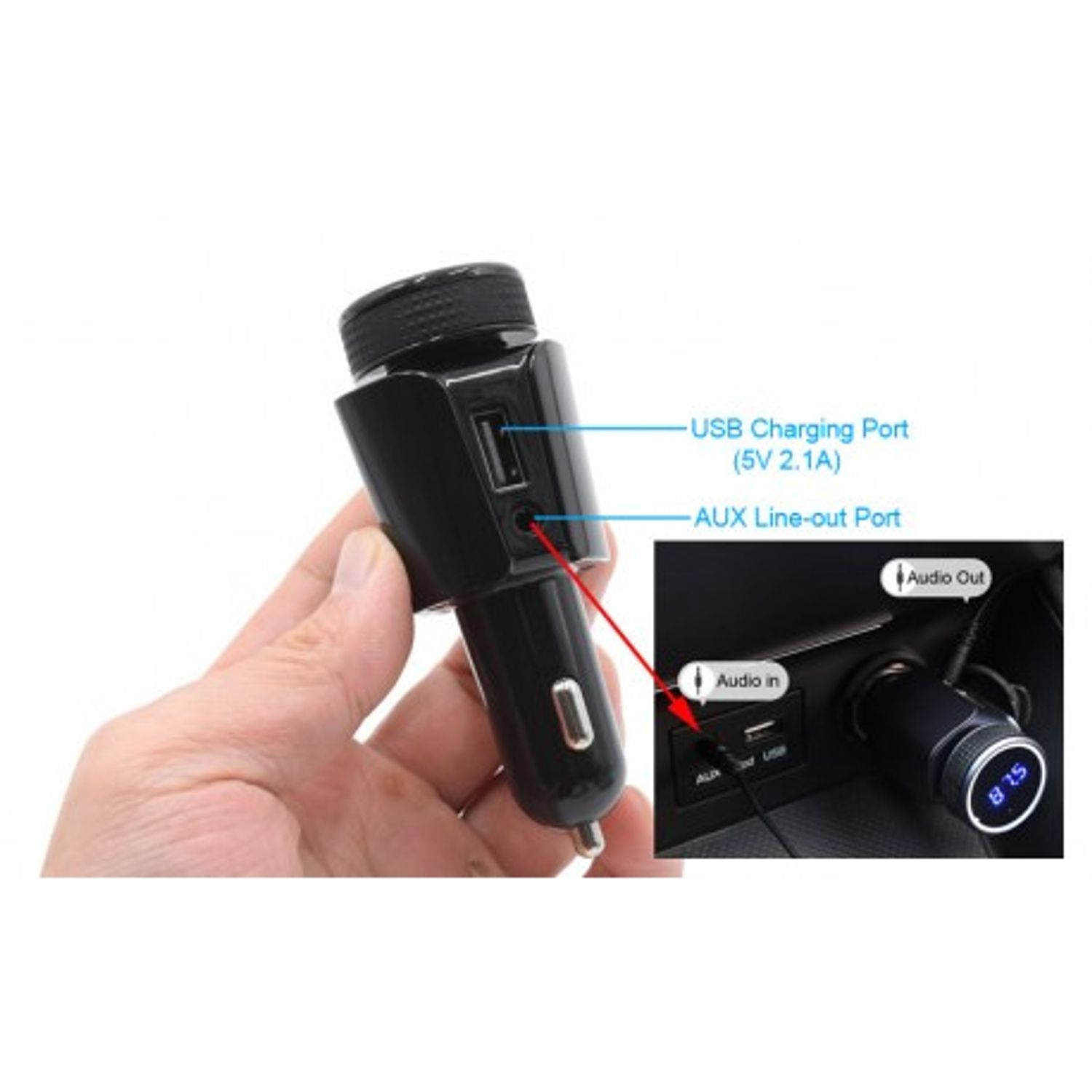 Modulator FM Auto T18 Hands-Free Car Kit Bluetooth MP3 Player Wireless Design Slim fotografia produsului View 4 L
