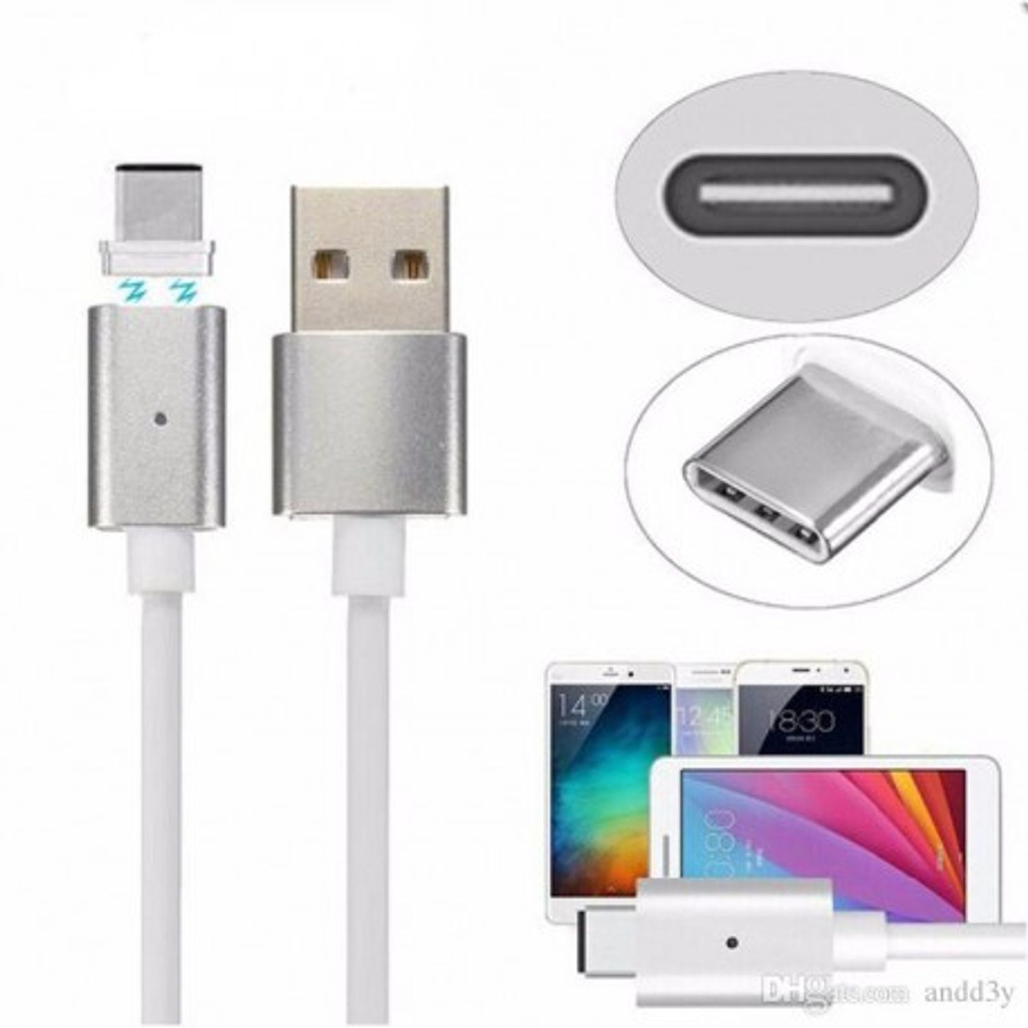 Cablu Magnetic Android Universal Micro Usb Argintiu fotografia produsului View 4 L