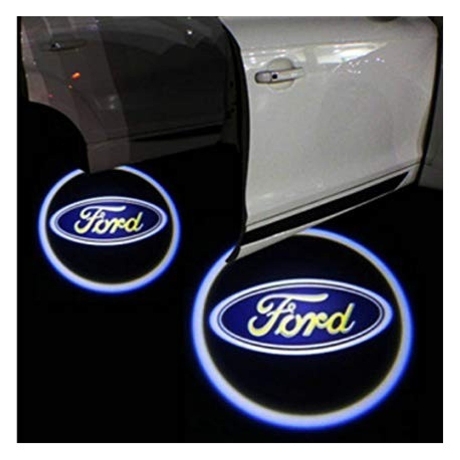 Set 2 Bucati Emblema  Logo LED Portiera dedicata Marca Auto FORD fotografia produsului