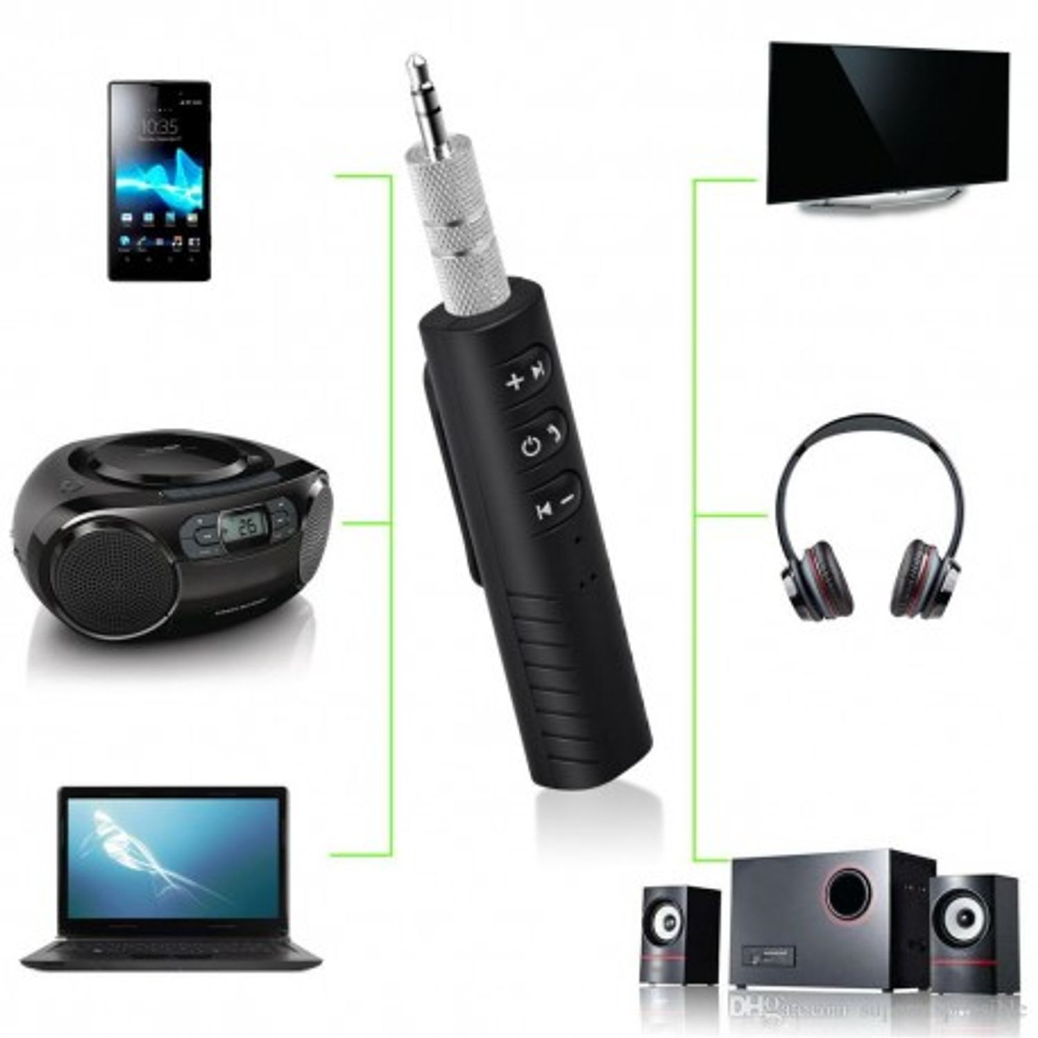 Receptor Techstar&reg; Bluetooth Audio Jack 3.5mm Wireless Auto Clip On BT2 fotografia produsului View 2 L