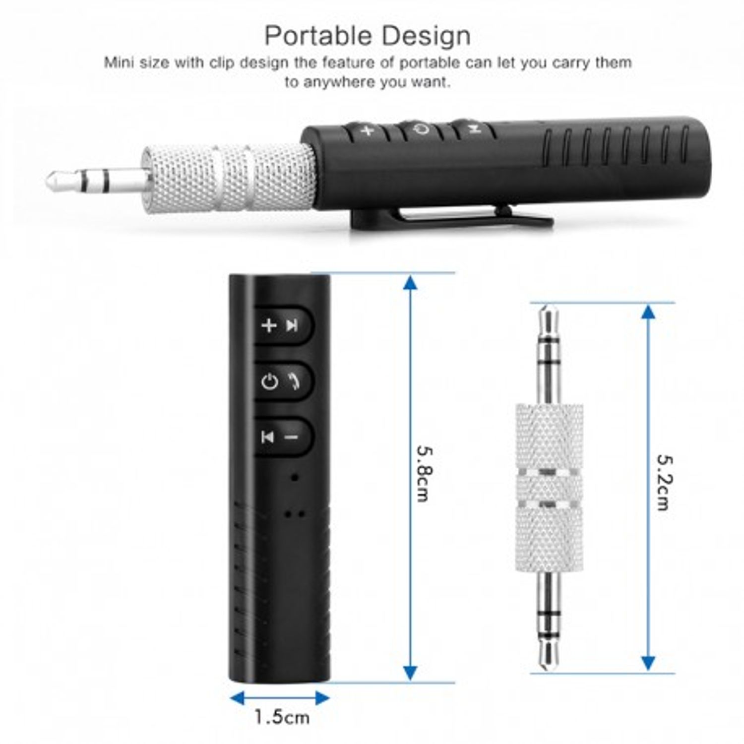 Receptor Techstar&reg; Bluetooth Audio Jack 3.5mm Wireless Auto Clip On BT2 fotografia produsului View 4 L