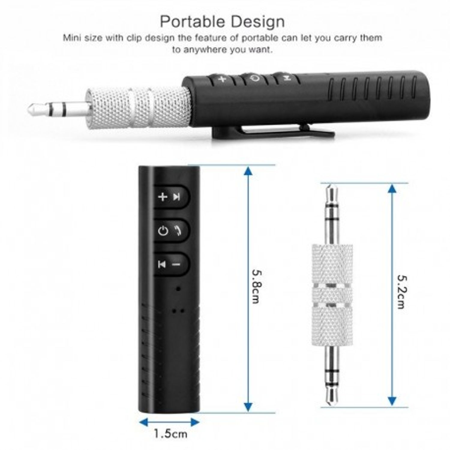 Receptor Techstar&reg; Bluetooth Audio Jack 3.5mm Wireless Auto Clip On BT2 fotografia produsului View 11 L