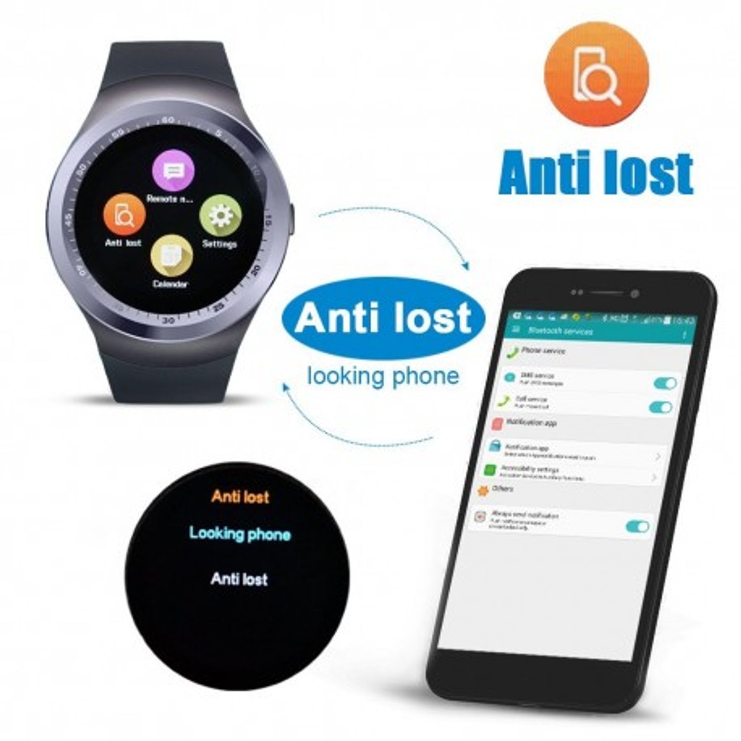 Smartwatch Techstar&reg; Y1, Display 1.54", Compatibil Android si IOS, Bluetooth, Pedometru, SIM, MicroSD fotografia produsului View 4 L
