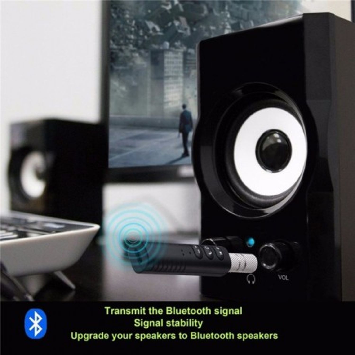 Receptor Techstar&reg; Bluetooth Audio Jack 3.5mm Wireless Auto Clip On BT2 fotografia produsului