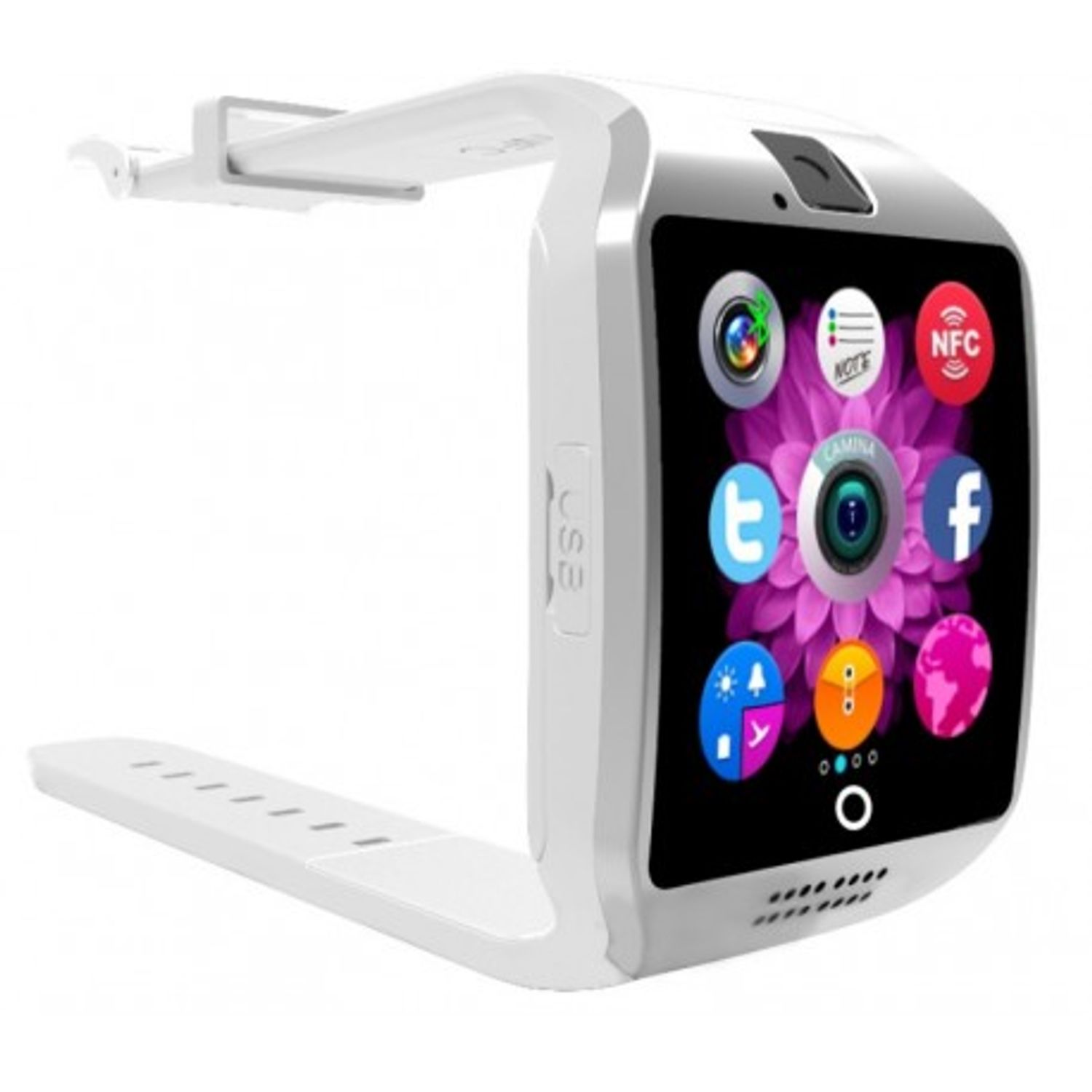 Smartwatch Vogue Q18 Curved  cu Camera si Telefon 3G Alb Display 1.54" Bluetooth fotografia produsului View 4 L