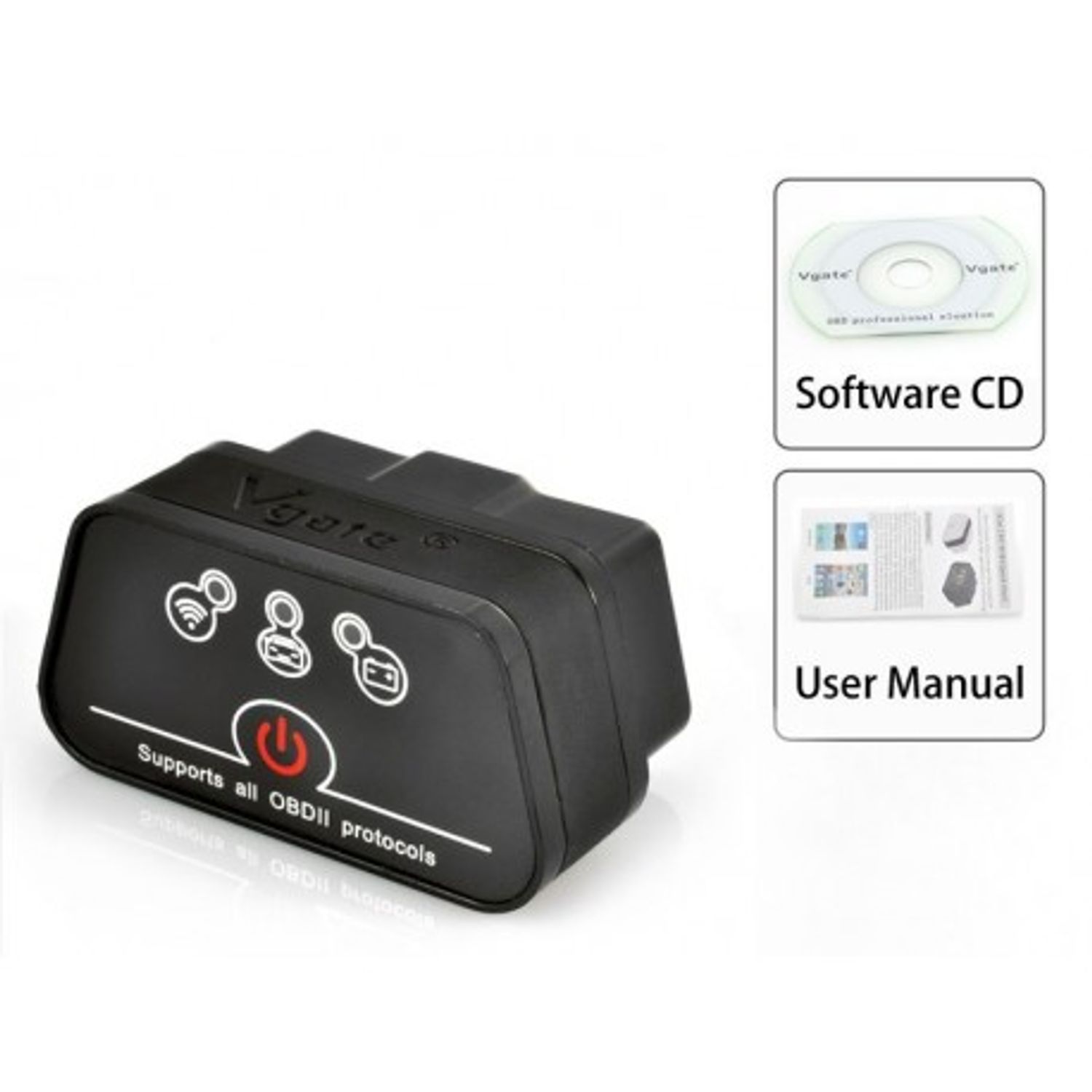 Vgate ICar2 Full Black cu WiFi OBD2 Interfata Diagnoza Multimarca fotografia produsului View 7 L