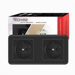 Priza Techstar&reg; PC2, Dubla, Culoare Negru, Policarbonat, 16A fotografia produsului View 2 S