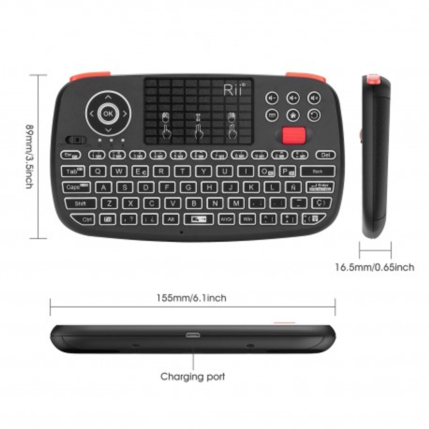 Tastatura Techstar&reg; Rii i4, Dual Mode, Wireless, Bluetooth 3.0, Scroll, TouchPad, Controller, Iluminata fotografia produsului View 10 L
