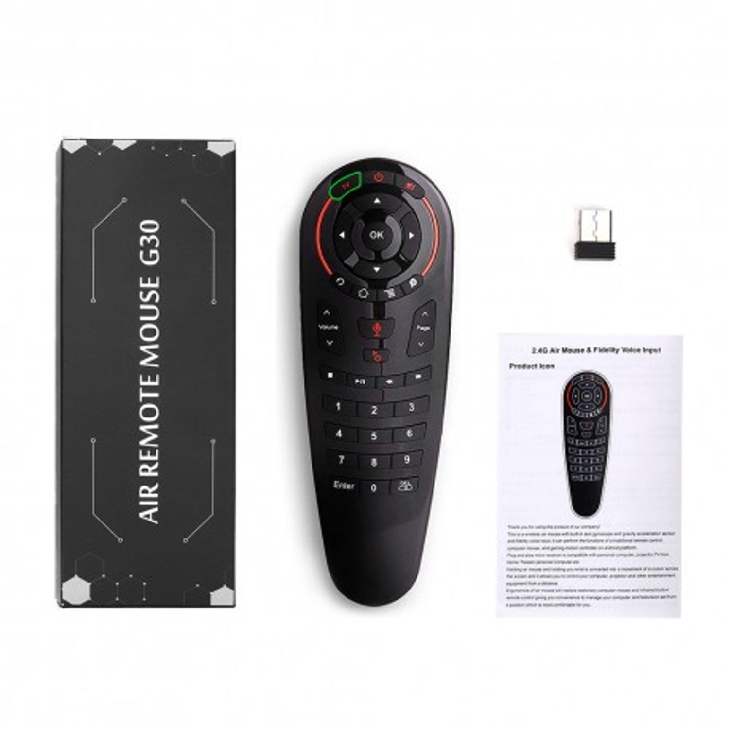 Telecomanda Techstar&reg; Airmouse G30, Wireless, Clonare Telecomanda, Google Assistant, Voice Search, for TV Box, Android fotografia produsului