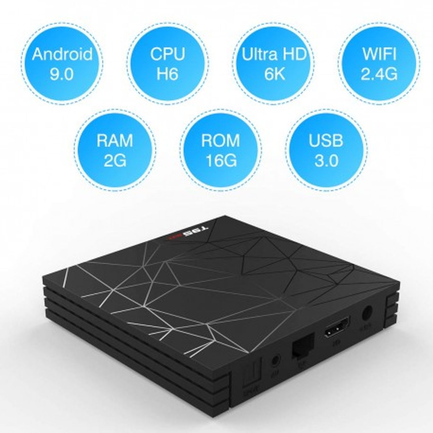 TV Box T95 Max Mini PC Quad Core ARM Cortex A53, 2GB Ram, 16GB ROM, 6K UltraHD, Android 9.0, HDR fotografia produsului View 6 L