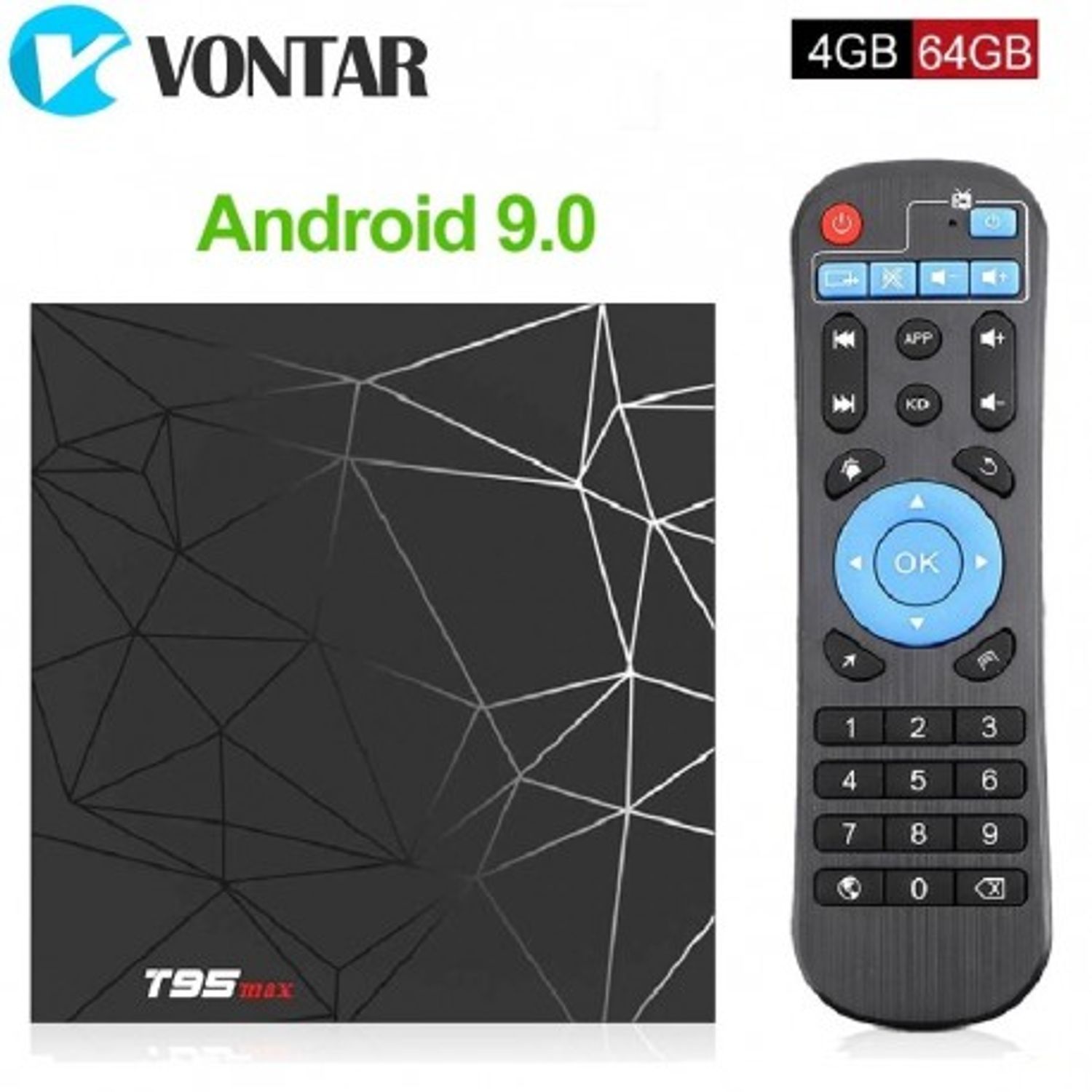 TV Box T95 Max Mini PC Quad Core ARM Cortex A53, 2GB Ram, 16GB ROM, 6K UltraHD, Android 9.0, HDR fotografia produsului View 7 L