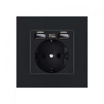 Priza Techstar&reg; PCU1, Simpla, 2 x USB, 2.1 A, Culoare Negru, Policarbonat, 16A fotografia produsului