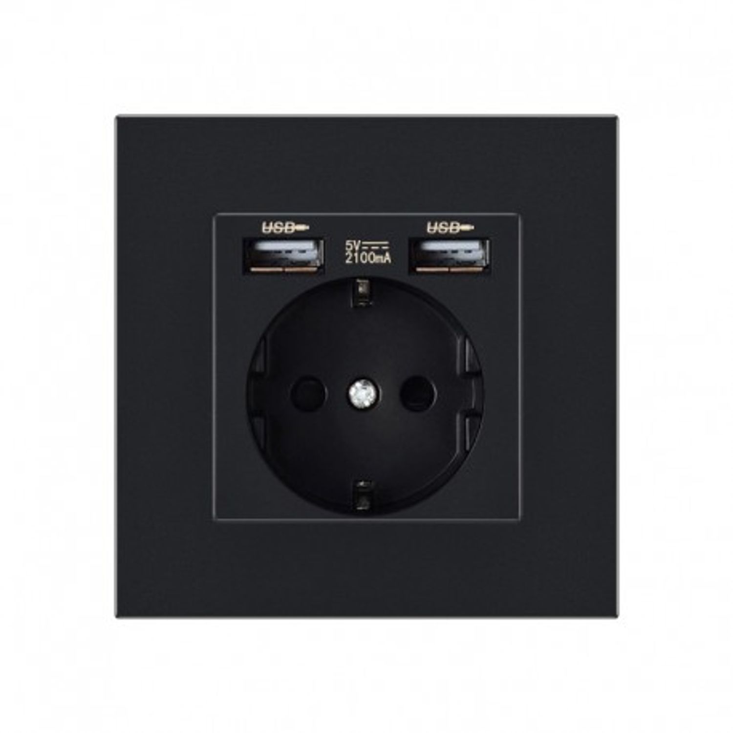Priza Techstar&reg; PCU1, Simpla, 2 x USB, 2.1 A, Culoare Negru, Policarbonat, 16A fotografia produsului
