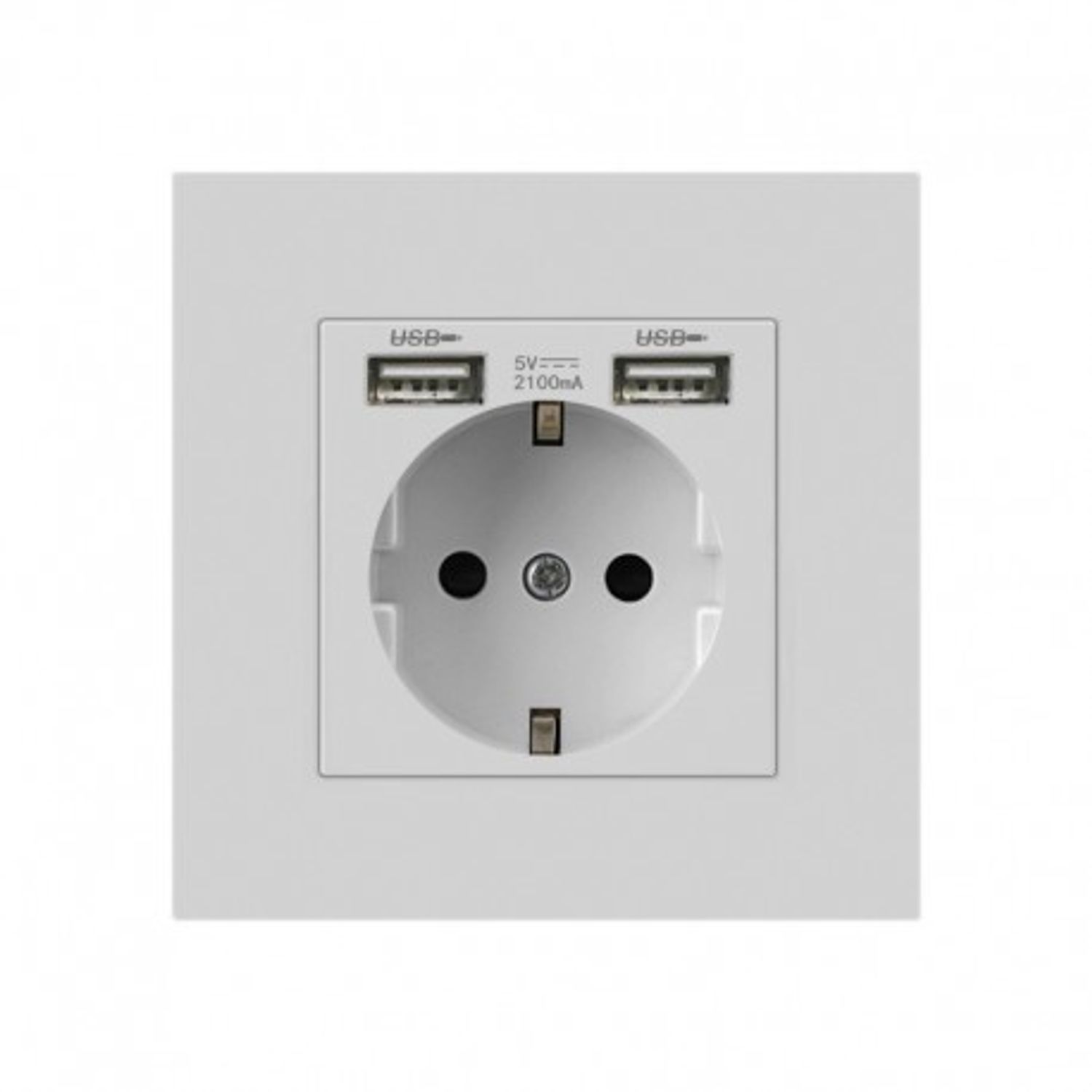 Priza Techstar&reg; PCU1, Simpla, 2 x USB, 2.1 A, Culoare Alb, Policarbonat, 16A fotografia produsului