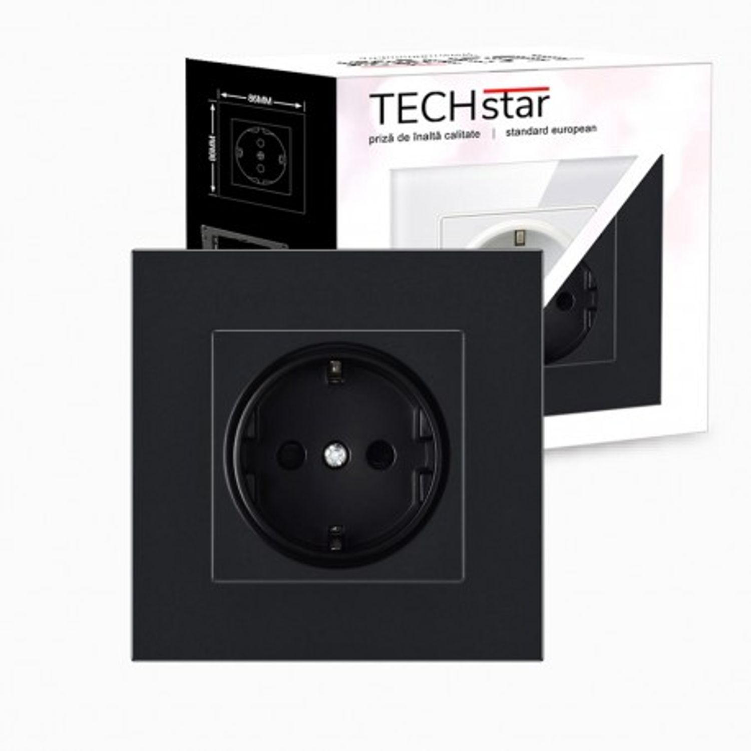 Priza Techstar&reg; PC1, Simpla, Culoare Negru, Policarbonat, 16A fotografia produsului View 2 L