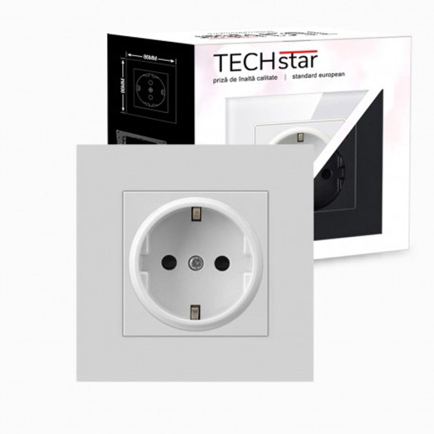 Priza Techstar&reg; PC1, Simpla, Culoare Alb, Policarbonat, 16A fotografia produsului View 2 L