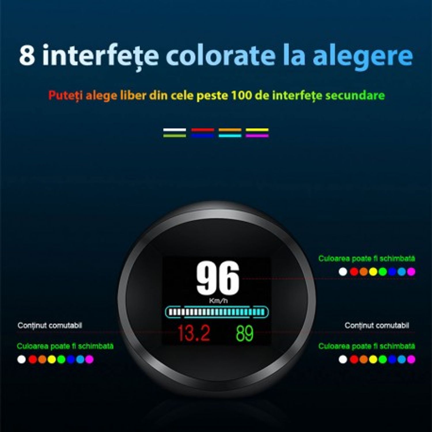 Indicator digital auto multifuncțional, Head Up Display Techstar&reg; OBD II, P 11, Display 1.8 inch, Detector de diagnos fotografia produsului View 10 L