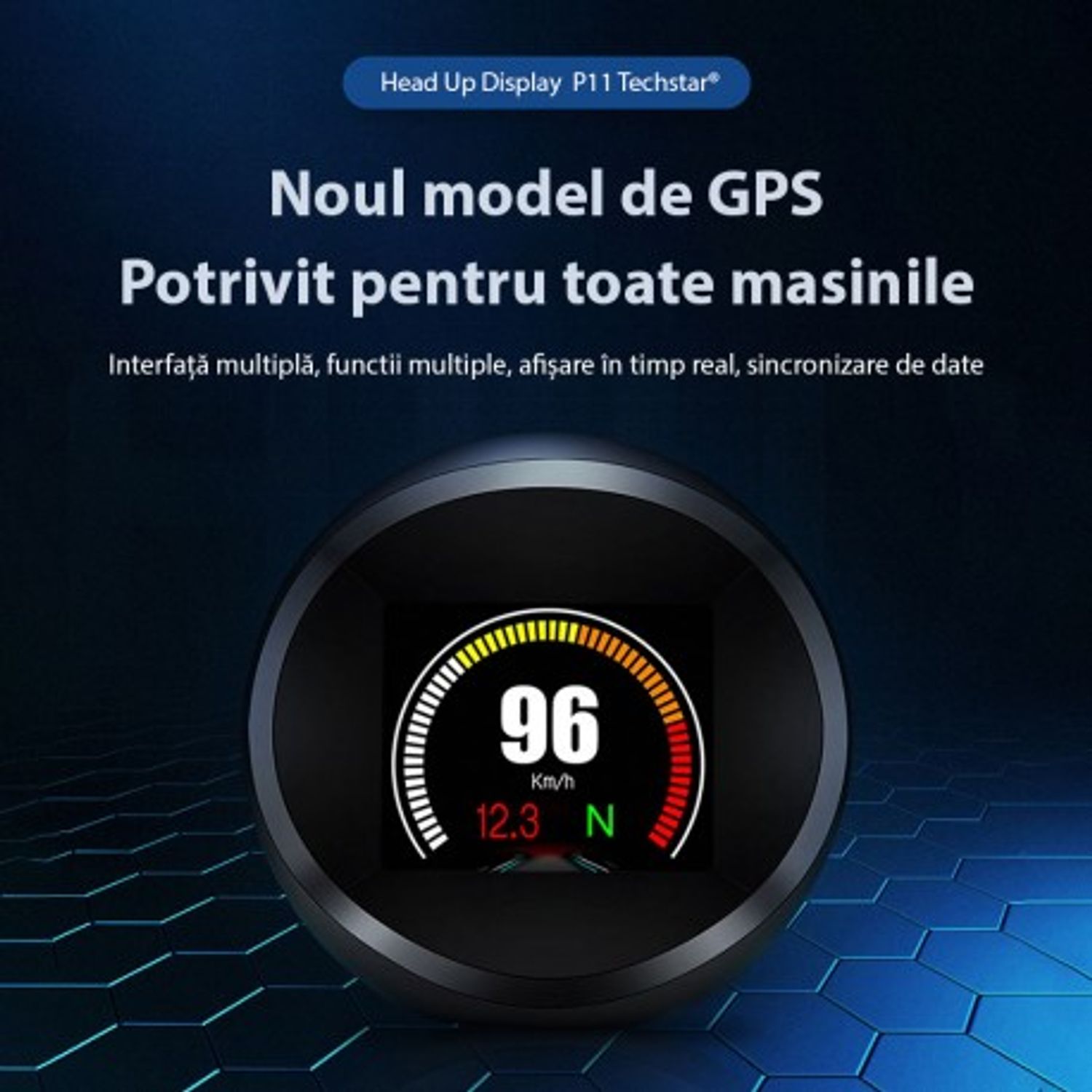 Indicator digital auto multifuncțional, Head Up Display Techstar&reg; OBD II, P 11, Display 1.8 inch, Detector de diagnos fotografia produsului View 9 L