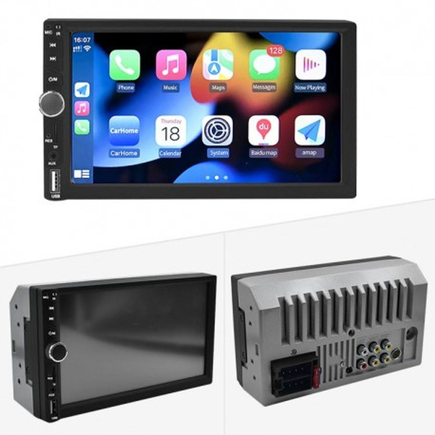 MP5 Player Techstar&reg; 7028, 2DIN, Apple CarPlay, Android Auto, Ecran HD Touch 7", MirrorLink, Bluetooth 4.2, Aux, USB, fotografia produsului View 3 L