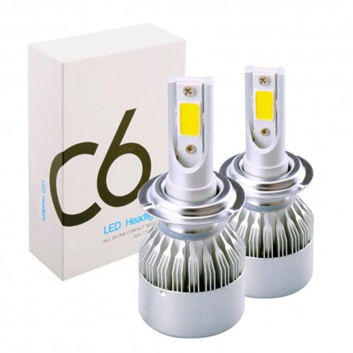 Set 2 LED-uri Auto Techstar&reg; C6, H11/H8/H9, 36w, 3800 Lumeni, 6500K, AUTO, 12-24 Volti, COB fotografia produsului View 7 L