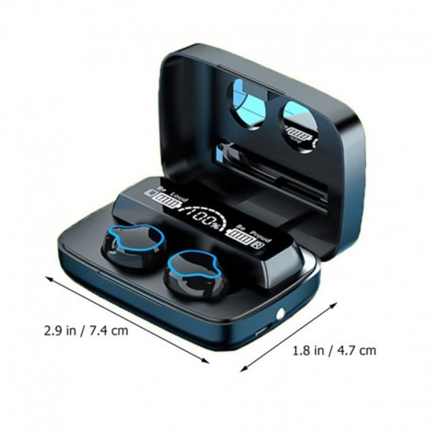 Casti Smart Techstar&reg; M9, Wireless, Bluetooth V5.1, Touch, Display Digital, 2000mAh, pentru iPhone Xiaomi Huawei, Negr fotografia produsului View 3 L