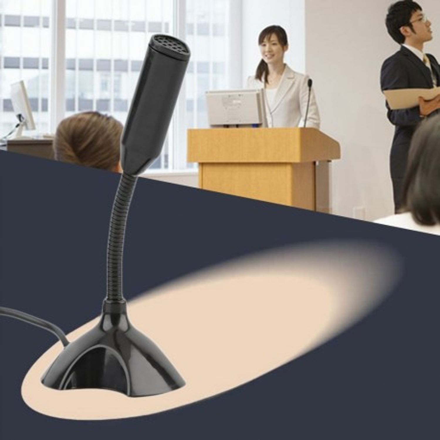 Microfon Techstar&reg; Desktop, de Birou cu Suport, Conexiune USB, Plug&Play, Negru fotografia produsului View 3 L