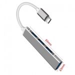 USB HUB Techstar&reg; Diviso, USB Type-C la 4 x USB 3.0, Aluminium, Compact, Usor, OTG, Argintiu fotografia produsului View 3 S