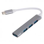 USB HUB Techstar&reg; Diviso, USB Type-C la 4 x USB 3.0, Aluminium, Compact, Usor, OTG, Argintiu fotografia produsului View 4 S