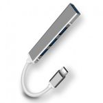 USB HUB Techstar&reg; Diviso, USB Type-C la 4 x USB 3.0, Aluminium, Compact, Usor, OTG, Argintiu fotografia produsului View 6 S