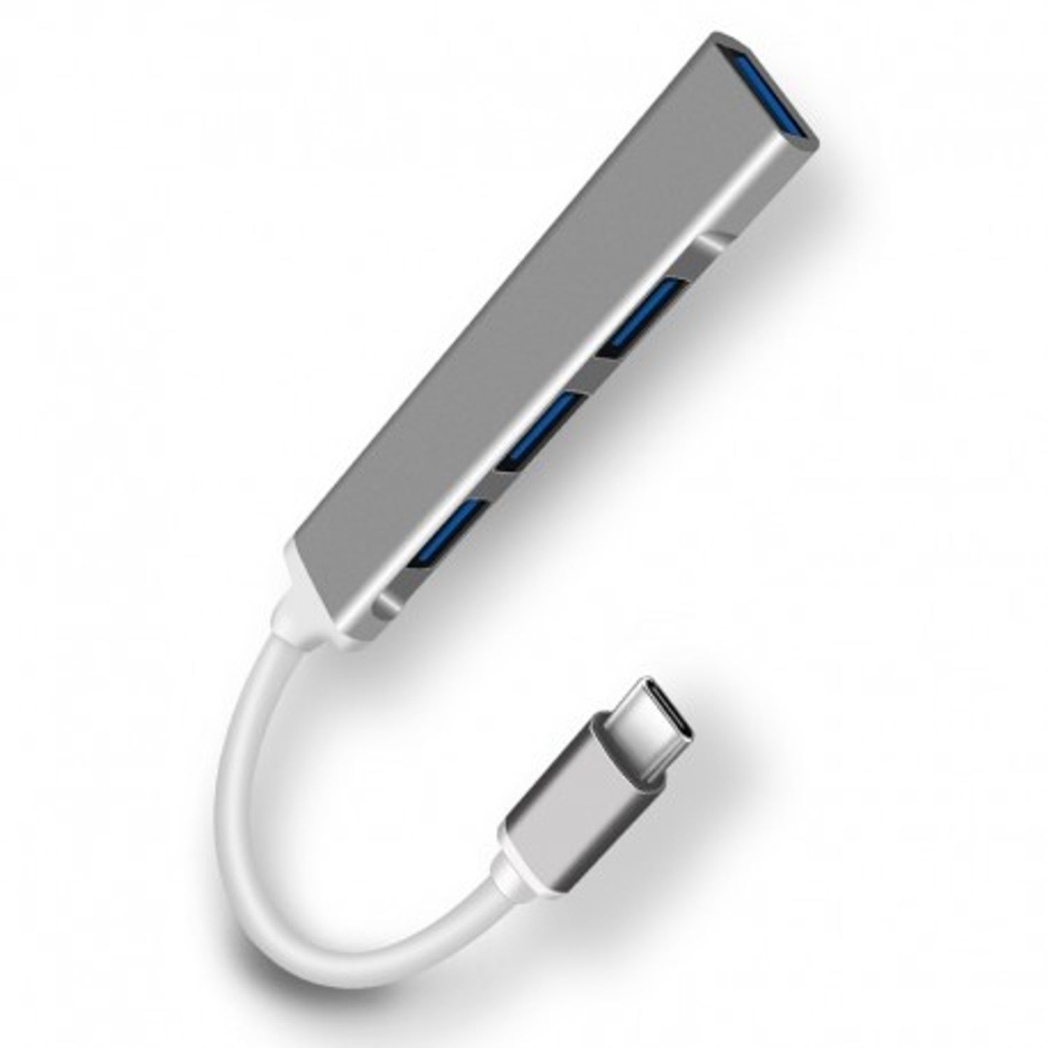 USB HUB Techstar&reg; Diviso, USB Type-C la 4 x USB 3.0, Aluminium, Compact, Usor, OTG, Argintiu fotografia produsului View 6 L