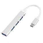 USB HUB Techstar&reg; Diviso, USB Type-C la 4 x USB 3.0, Aluminium, Compact, Usor, OTG, Argintiu fotografia produsului