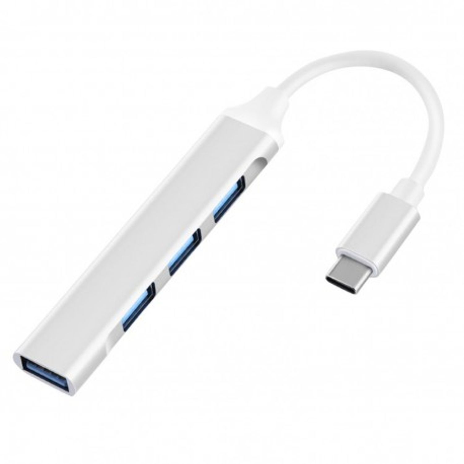 USB HUB Techstar&reg; Diviso, USB Type-C la 4 x USB 3.0, Aluminium, Compact, Usor, OTG, Argintiu fotografia produsului