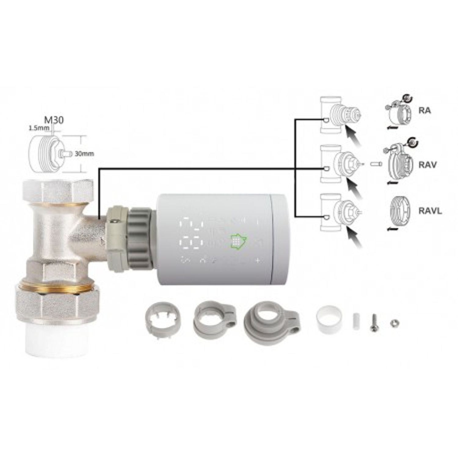 Termostat Electronic Techstar&reg; HY368, Smart, Ecran LED, Protocol ZigBee, Pentru Radiator, Calorifer, Cu Programare, Ap fotografia produsului View 4 L
