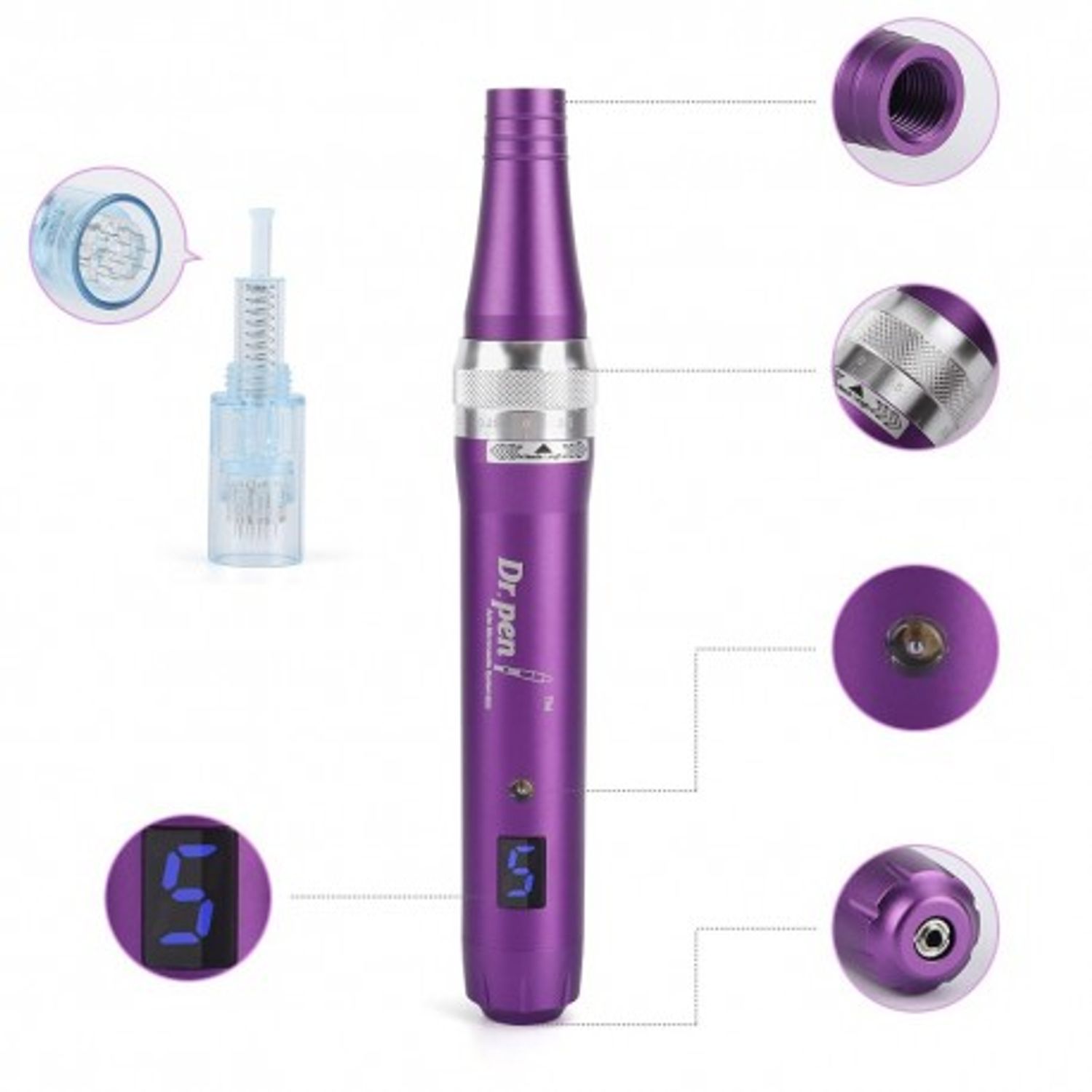 DermaPen Techstar&reg; Dr Pen Premium X5, 2 Capete de Rezerva, Ace Otel Inoxidabil, Corp Aliaj, Ergonomic, Regenerare Piel fotografia produsului
