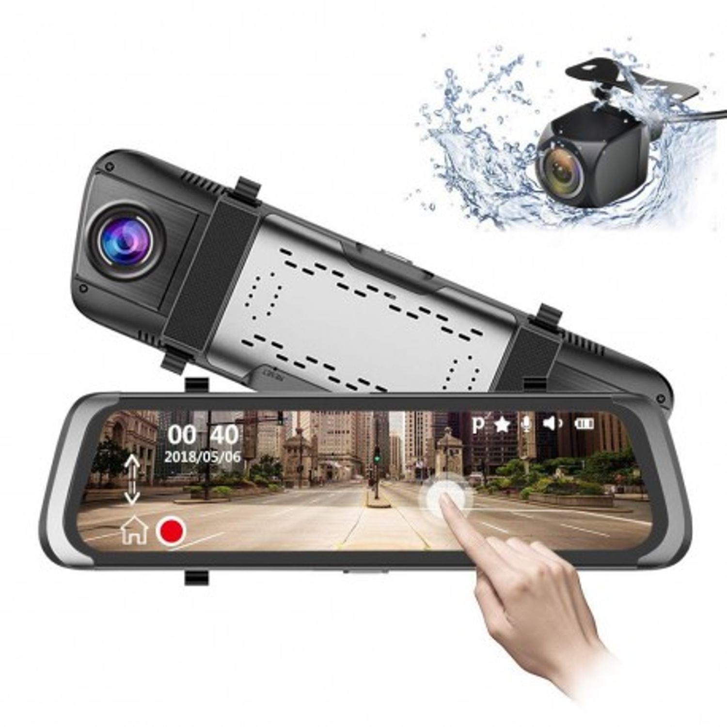 Camera Auto Tip Oglinda Techstar&reg; B30, Dubla, LCD 10" Inch Touch Screen, 2K, 1440P + 1080P, H265, Night Vision, Camera fotografia produsului View 4 L