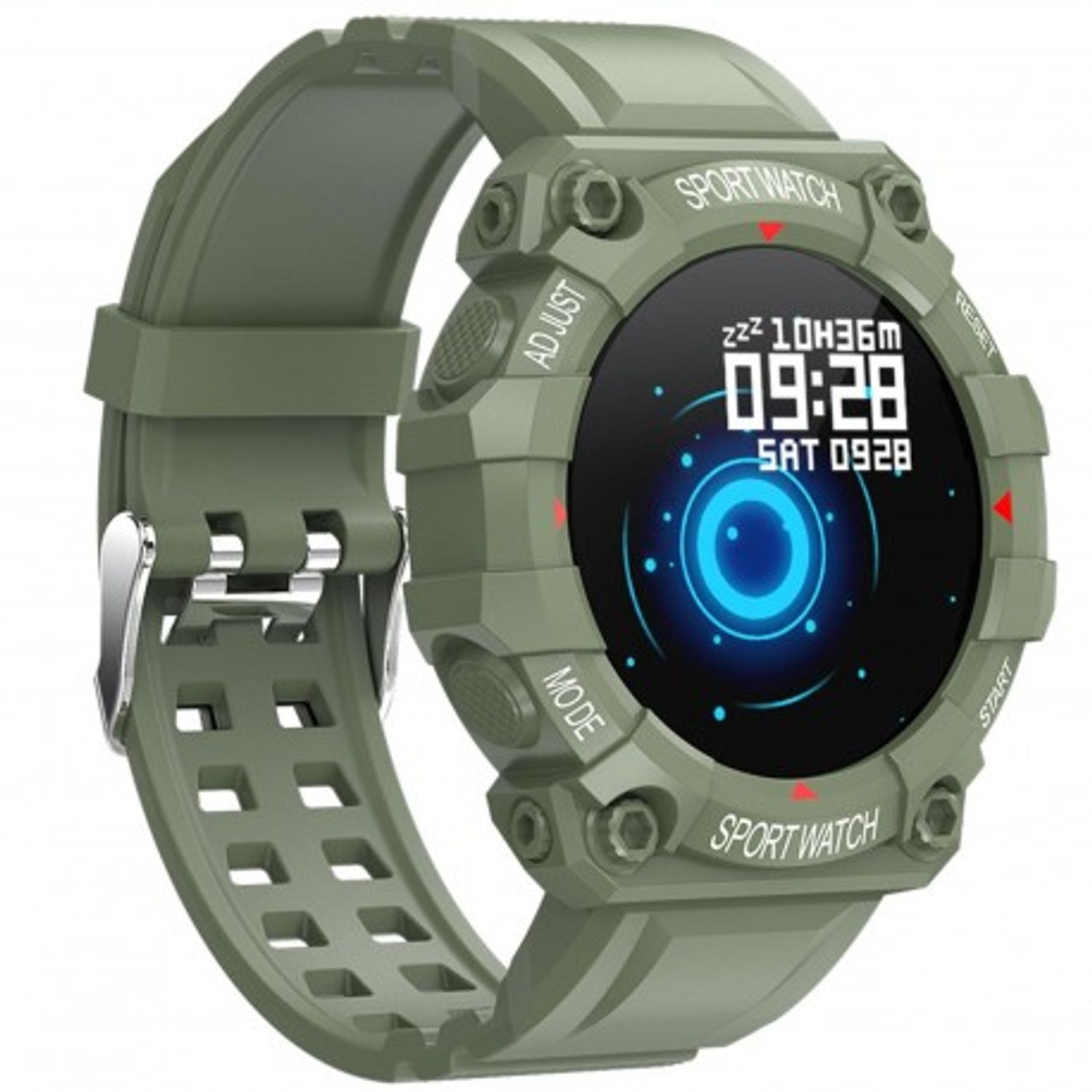 Ceas Smartwatch Techstar® FD68, 1.3" IPS, Design Sport, Bluetooth 4.0, Monitorizare Tensiune, Puls, Verde fotografia produsului