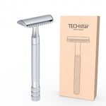 Aparat de ras Classic Safety Razor Techstar&reg; SR10, Aliaj de Zinc, Cu Lame De Rezerva, Reutilizabil, Ecologic, Argintiu fotografia produsului View 4 S