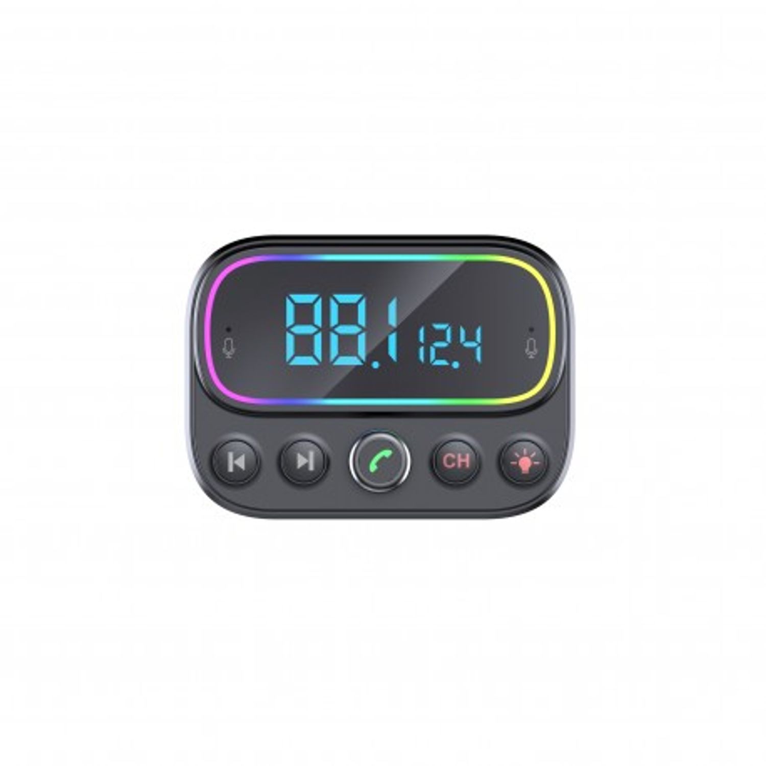 Modulator FM Techstar&reg; T67, Bluetooth 5.0, Microfon Dual, Voltaj Baterie, USB, 18W PD Type C, MicroSD, AUX, RGB fotografia produsului View 8 L