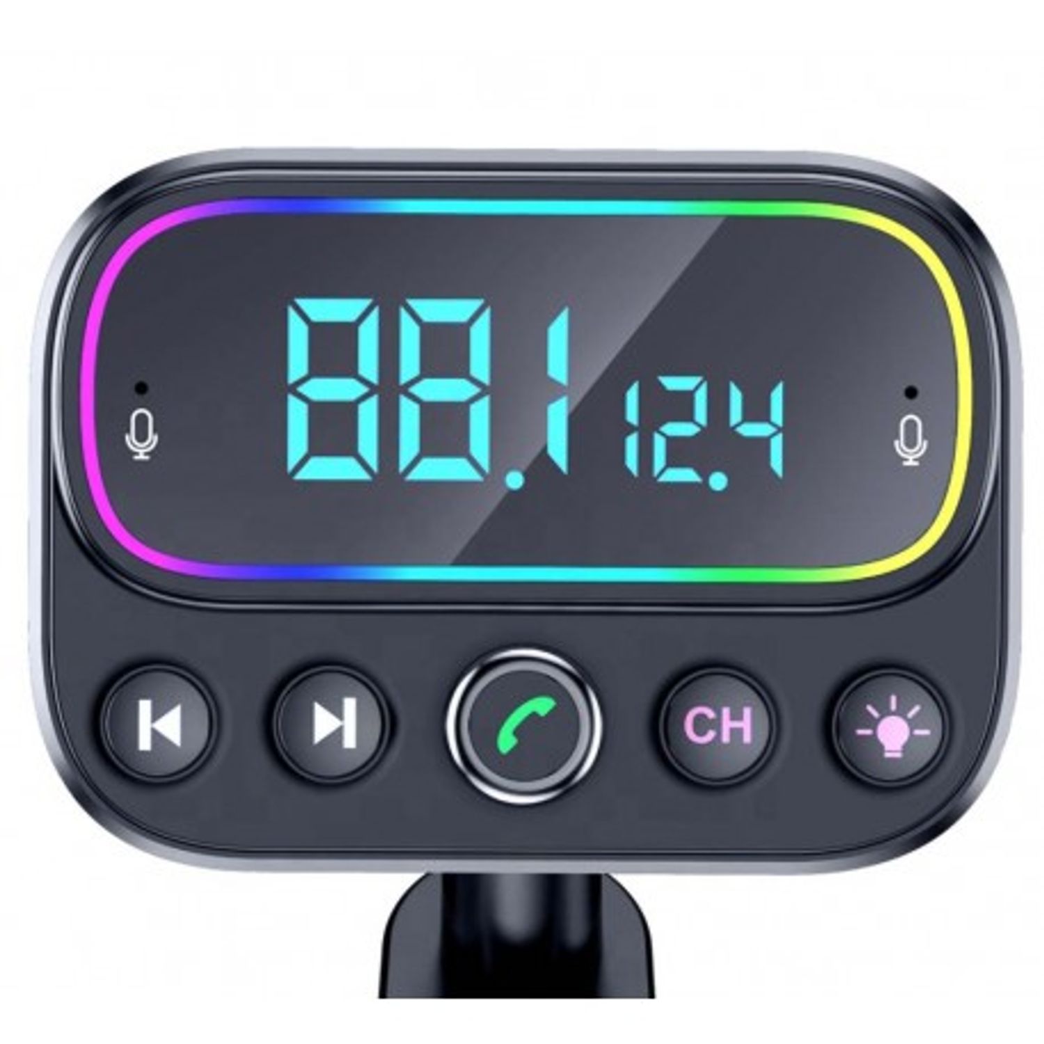 Modulator FM Techstar&reg; T67, Bluetooth 5.0, Microfon Dual, Voltaj Baterie, USB, 18W PD Type C, MicroSD, AUX, RGB fotografia produsului View 6 L