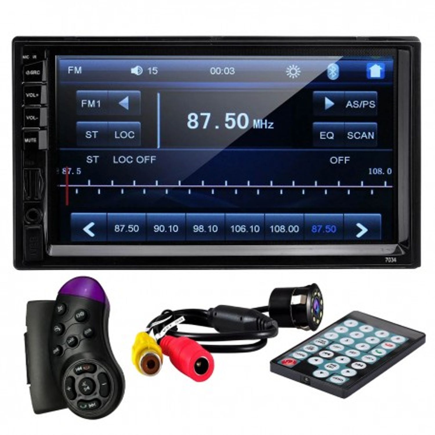 MP5 Player Techstar&reg; 7034, 2DIN, Camera Marsarier, Ecran HD Touch 7", Comenzi Volan, Telecomanda, MirrorLink, Bluetoot fotografia produsului View 4 L