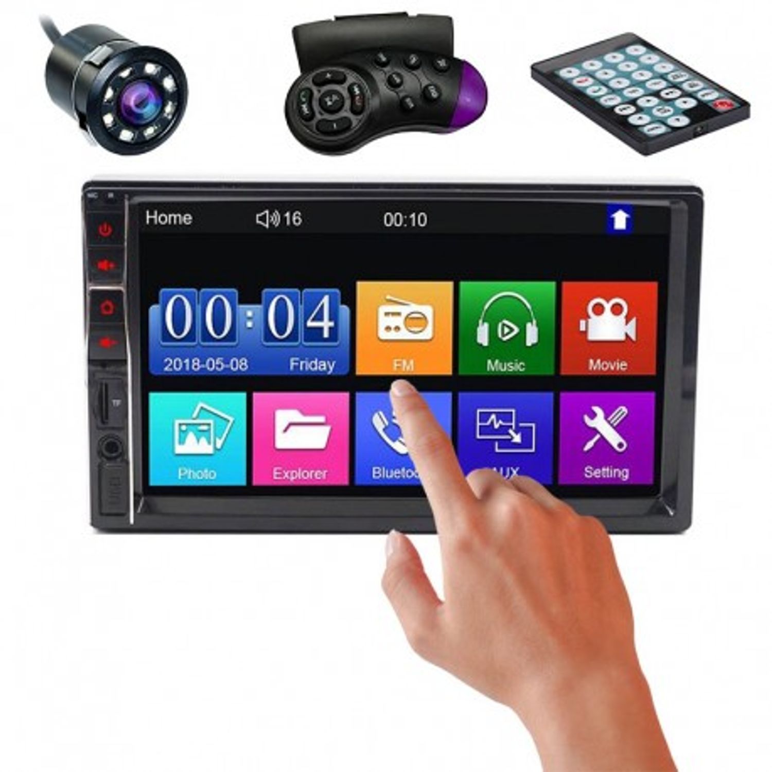 MP5 Player Techstar&reg; 7032, 2DIN, Camera Marsarier, Ecran HD Touch 7", Comenzi Volan, Telecomanda, MirrorLink, Bluetoot fotografia produsului View 4 L