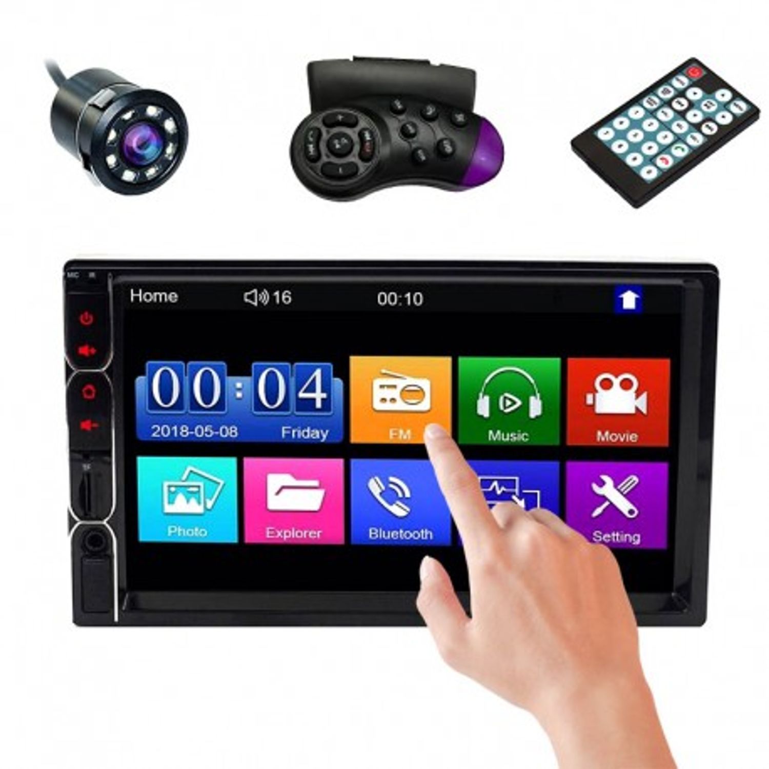 MP5 Player Techstar&reg; 7031, 2DIN, Camera Marsarier, Ecran HD Touch 7", Comenzi Volan, Telecomanda, MirrorLink, Bluetoot fotografia produsului View 3 L